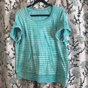 Essential style stripped short sleeve XL top
